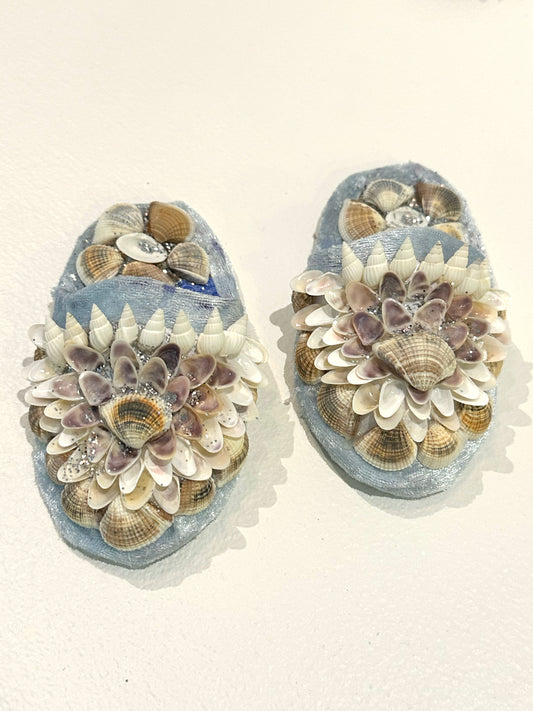 Aunty Marilyn Russell, Light blue shellwork slippers