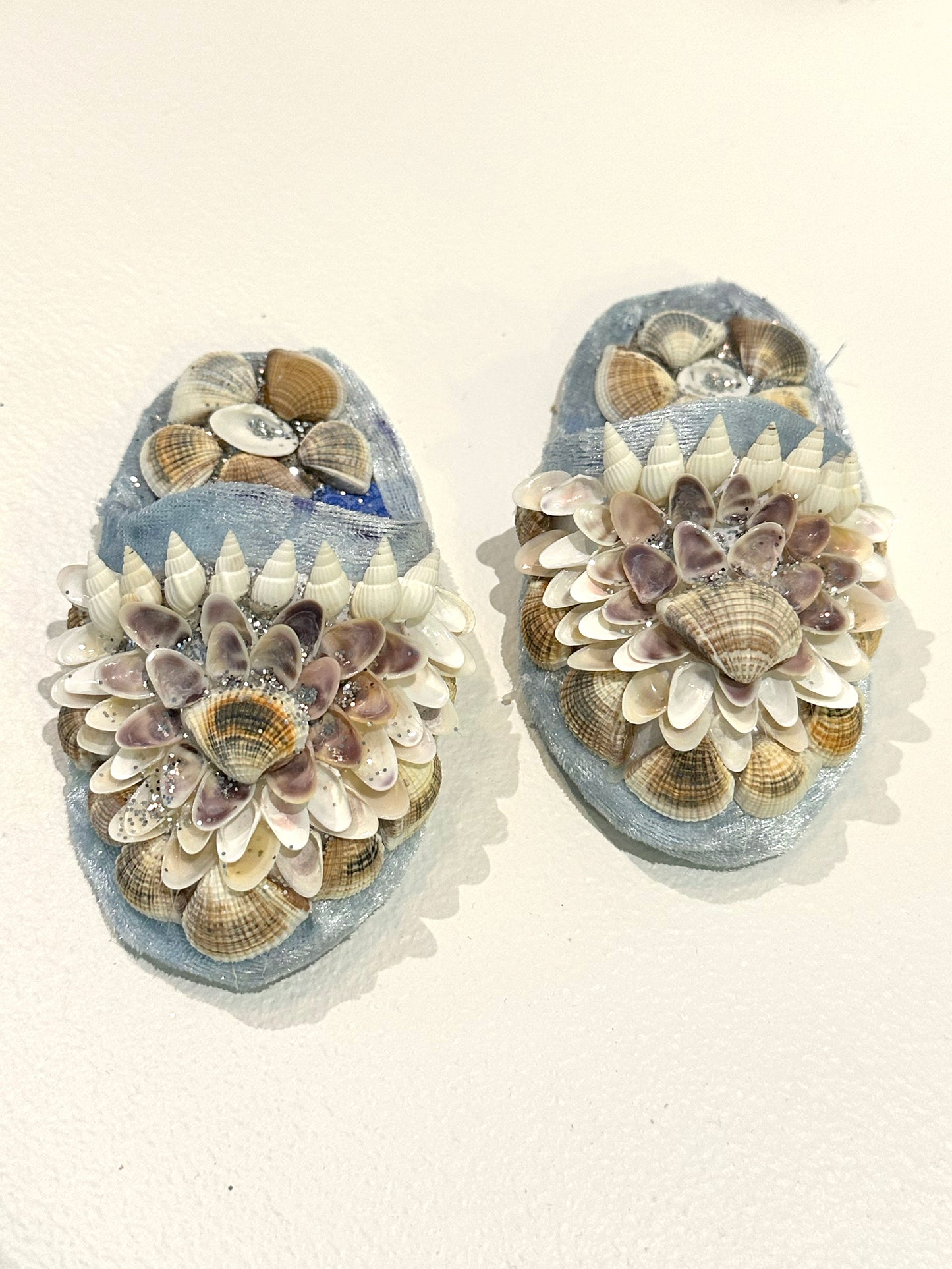 Aunty Marilyn Russell, Light blue shellwork slippers