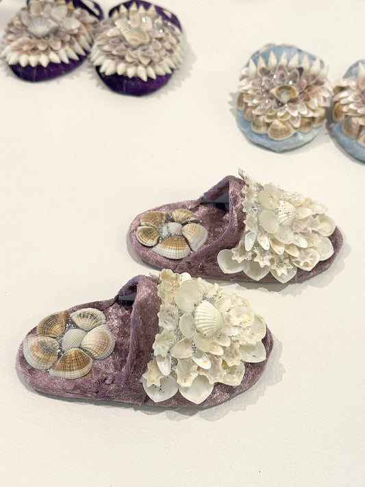 Aunty Marilyn Russell, Mauve shellwork slippers