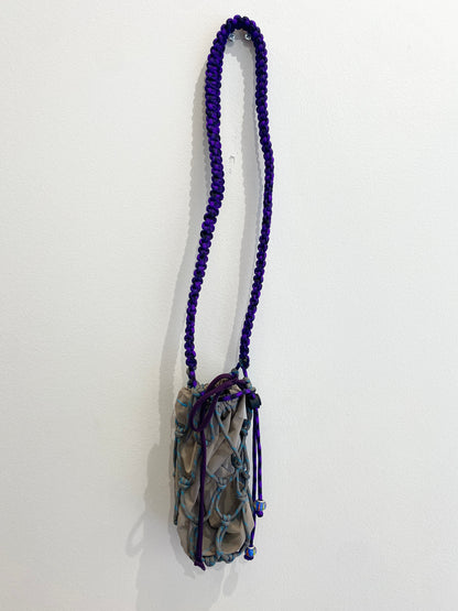 Amihan Aquilizan, over the shoulder bottle bag grey/turquoise/purple