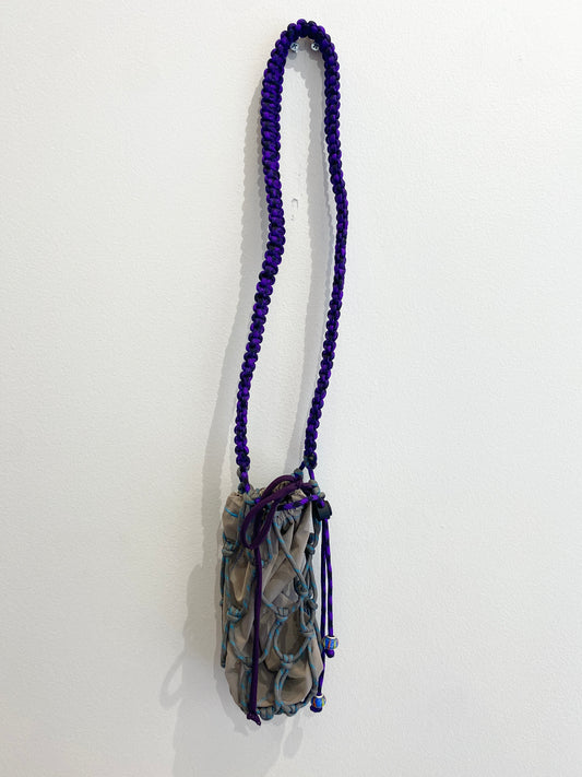 Amihan Aquilizan, over the shoulder bottle bag grey/turquoise/purple