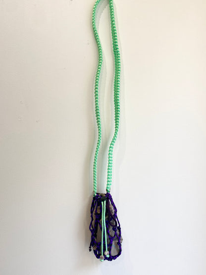 Amihan Aquilizan, cross body bottle bag purple/turquoise/black