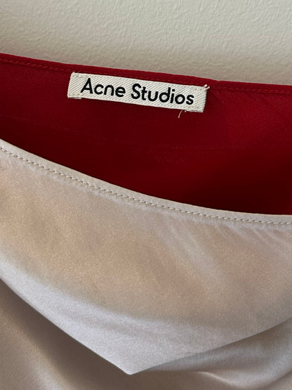 Catherine, Acne silver and red silk dress