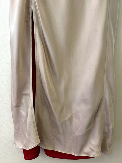 Catherine, Acne silver and red silk dress