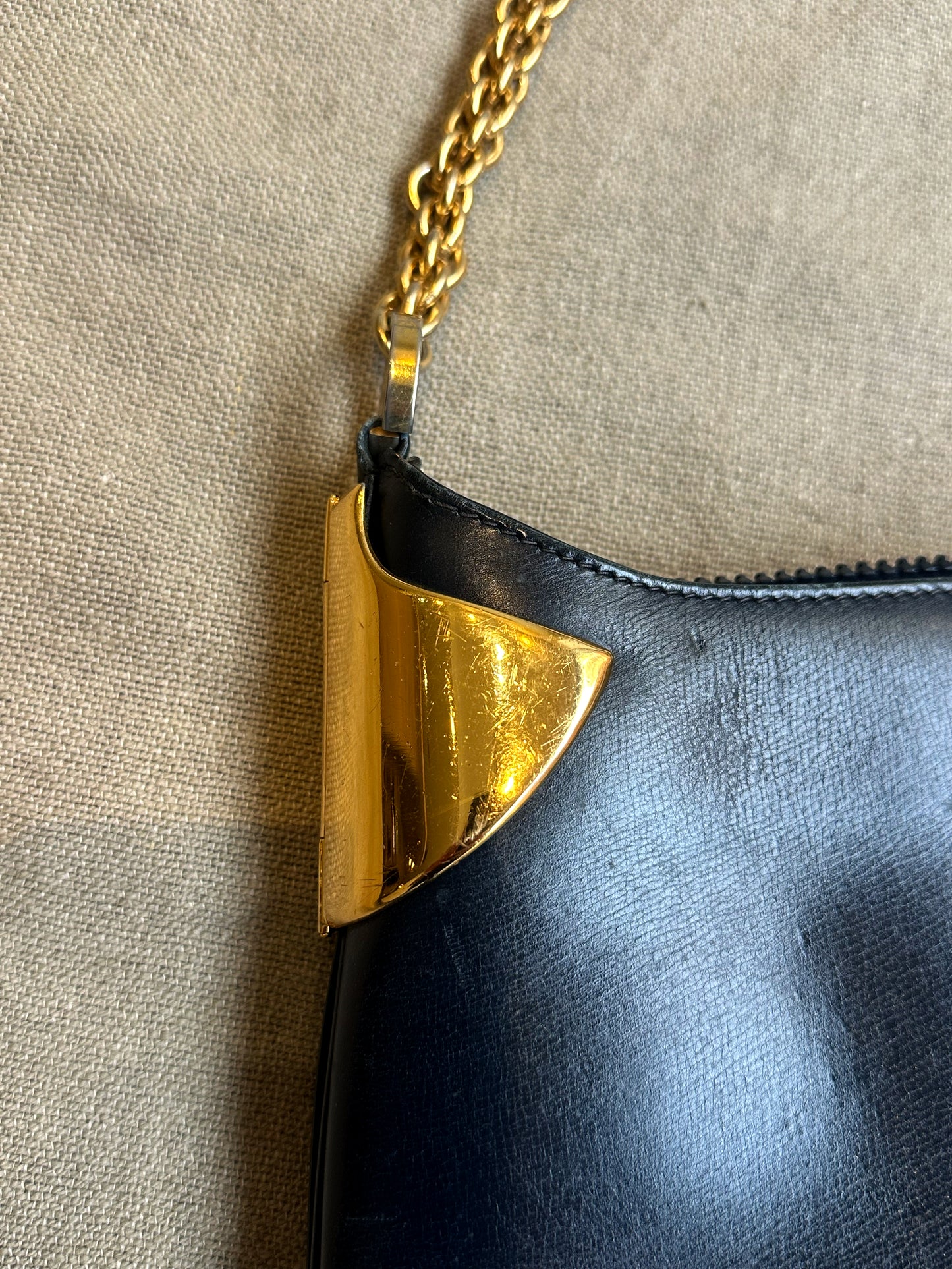 Viv, Gucci blue and gold handbag