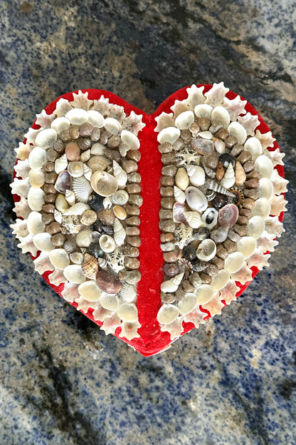 Aunty Marilyn Russell, Shellwork jewellery box (Red)