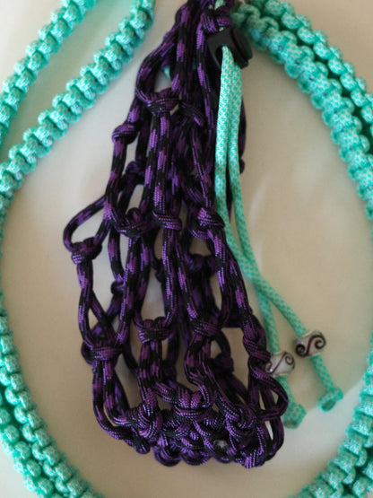 Amihan Aquilizan, cross body bottle bag purple/turquoise/black
