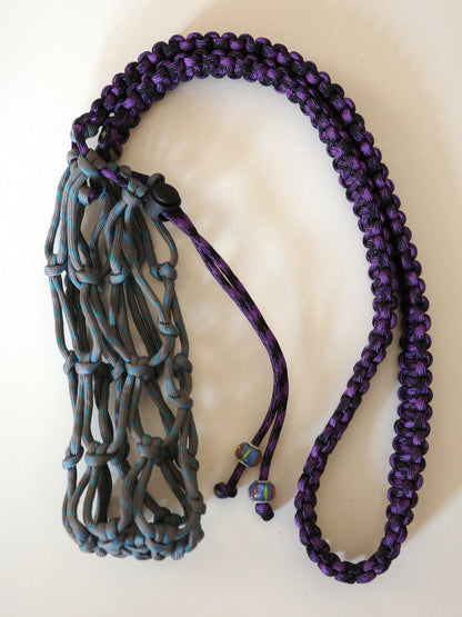 Amihan Aquilizan, over the shoulder bottle bag grey/turquoise/purple