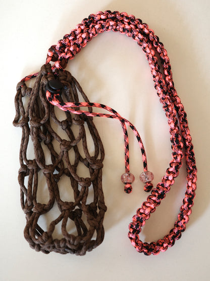 Amihan Aquilizan, over the shoulder bottle bag brown/pink/black