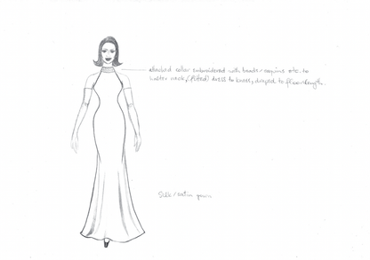 Gary Lee, Original fashion sketch from the 1980s #3 with Madagaskan pink mountboard