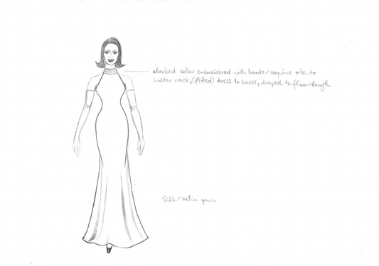 Gary Lee, Original fashion sketch from the 1980s #3 with Madagaskan pink mountboard