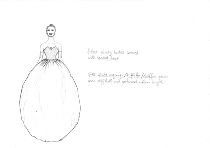 Gary Lee, Original fashion sketch from the 1980s #1 with Madagaskan pink mountboard