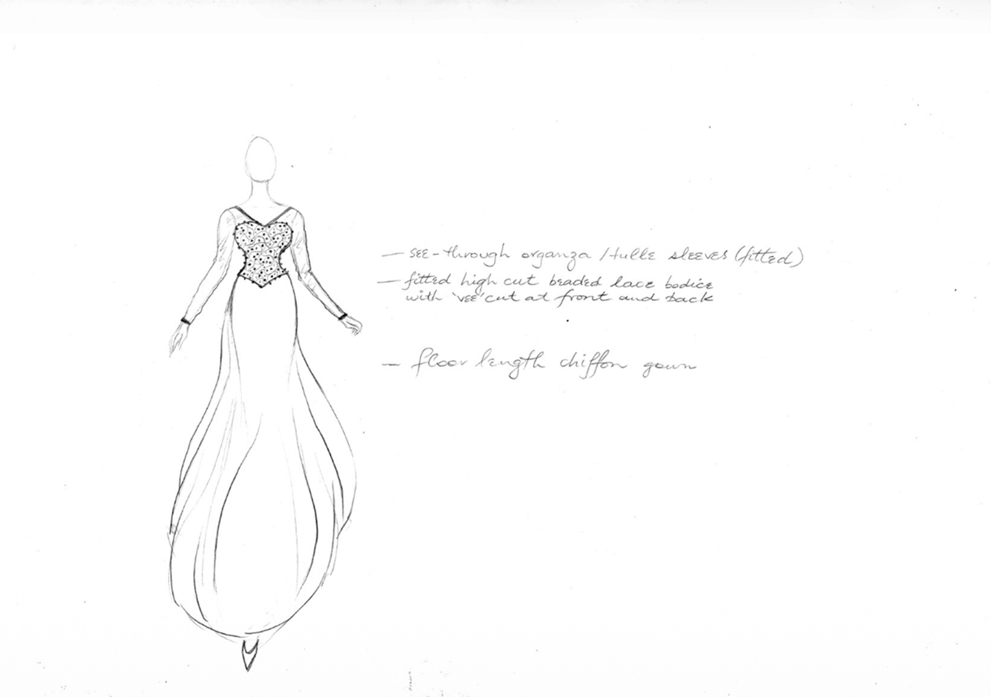 Gary Lee, Original fashion sketch from the 1980s #2 with Madagaskan pink mountboard