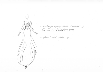 Gary Lee, Original fashion sketch from the 1980s #2 with Madagaskan pink mountboard