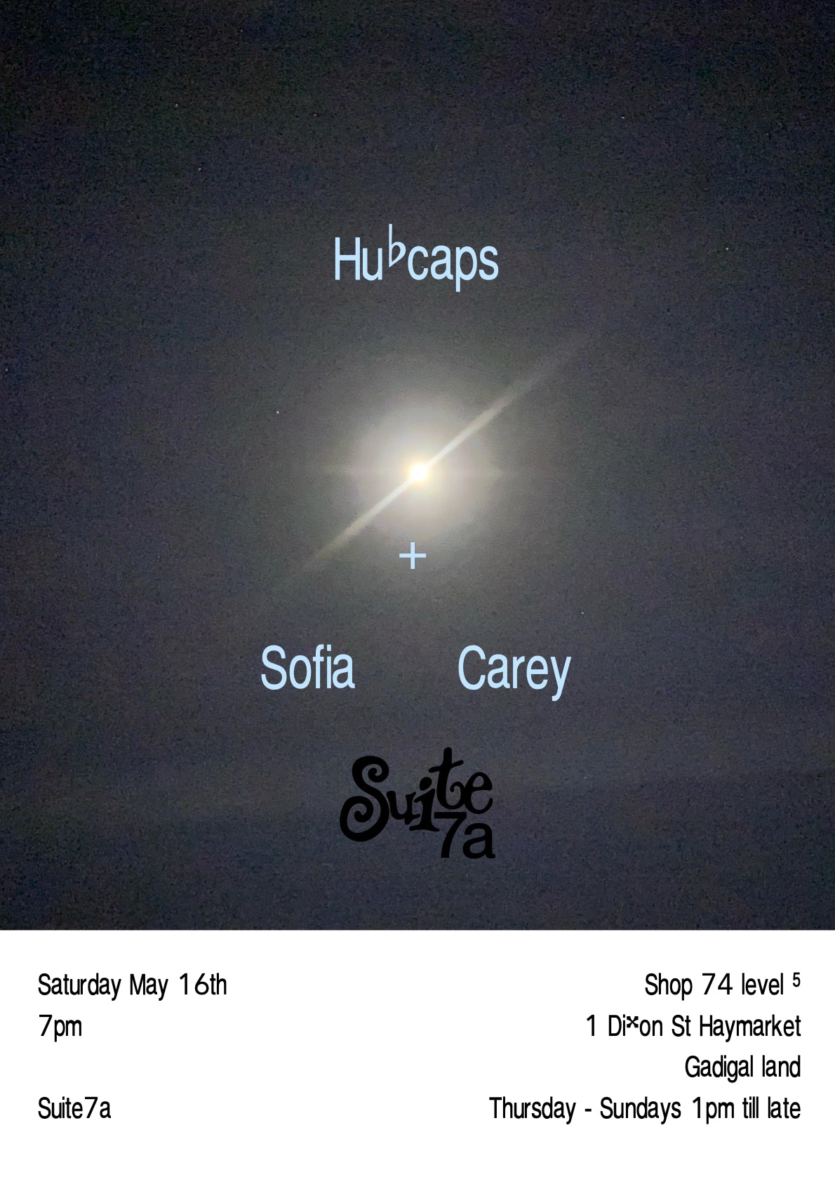 Hubcaps & Sofia Carey - Saturday 16th May